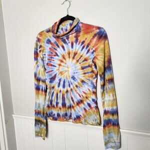 RAQUEL ALLEGRA Sueded Baby Jersey Turtleneck in Rainbow Tie Dye